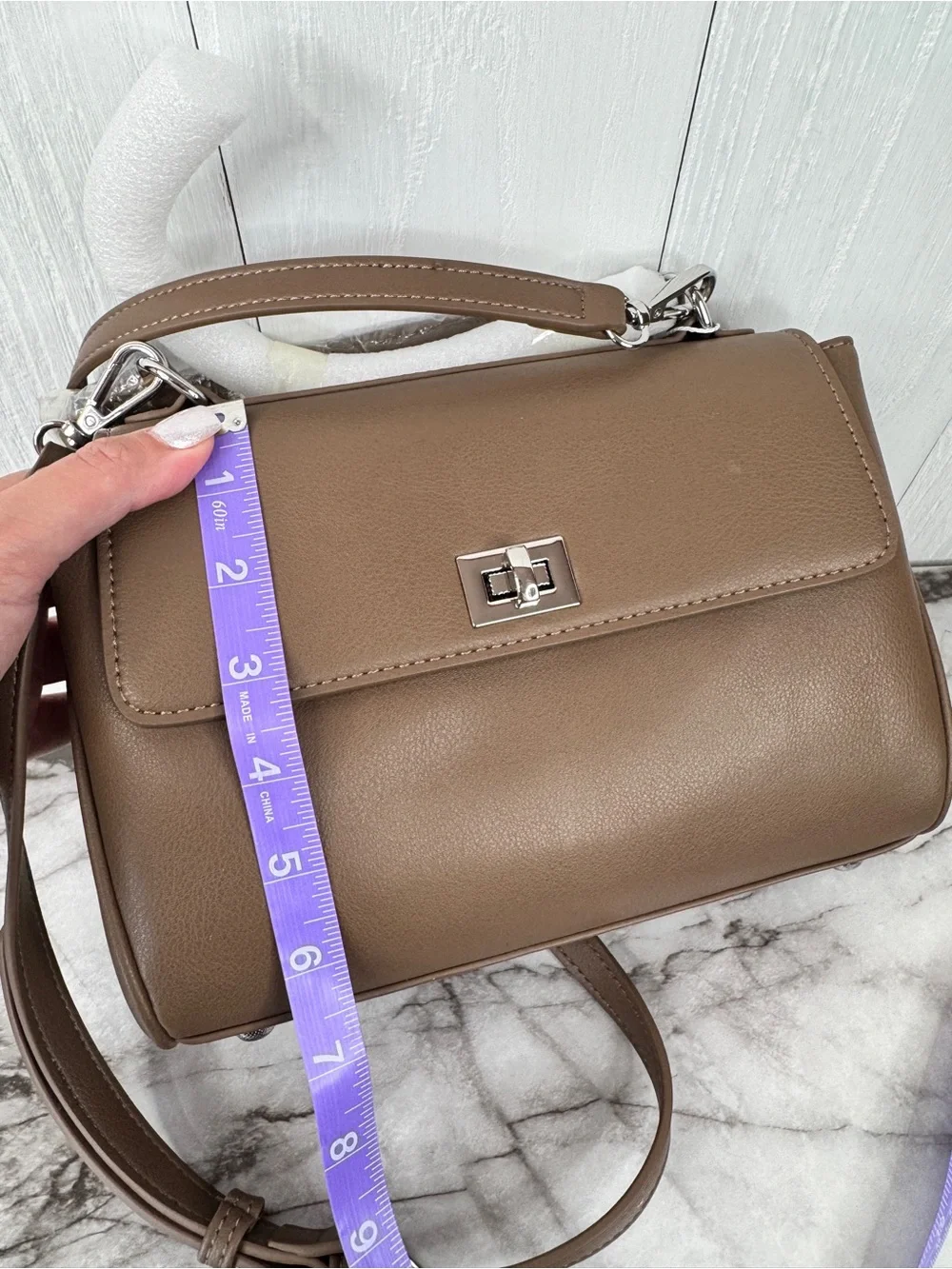 Walter Baker Tan Top-Handle Satchel with Turn-Lock | Cedar
